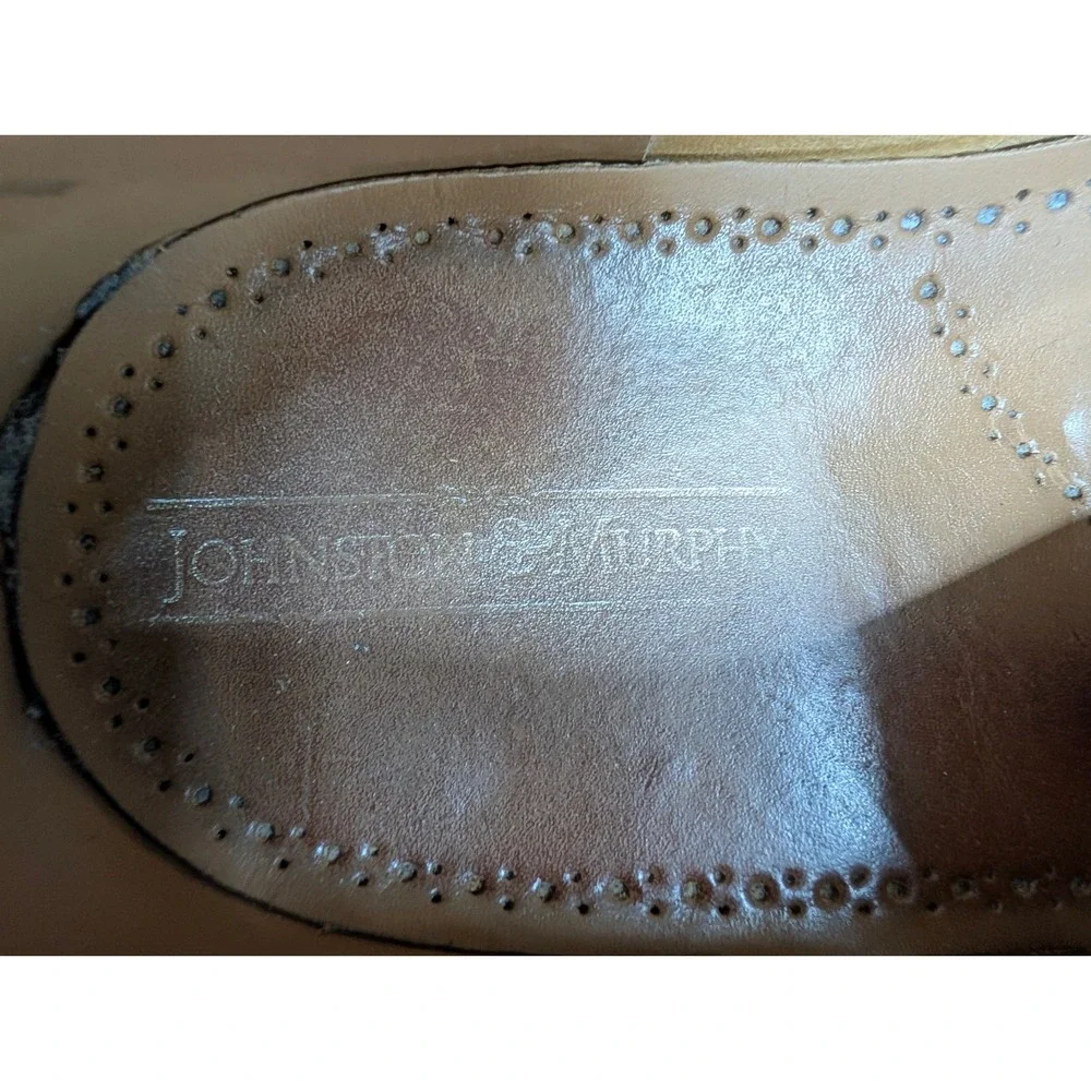 Johnston & Murphy Leather Wingtip Oxford Brogue Dress Shoes Mens 11.5 B Burgundy
